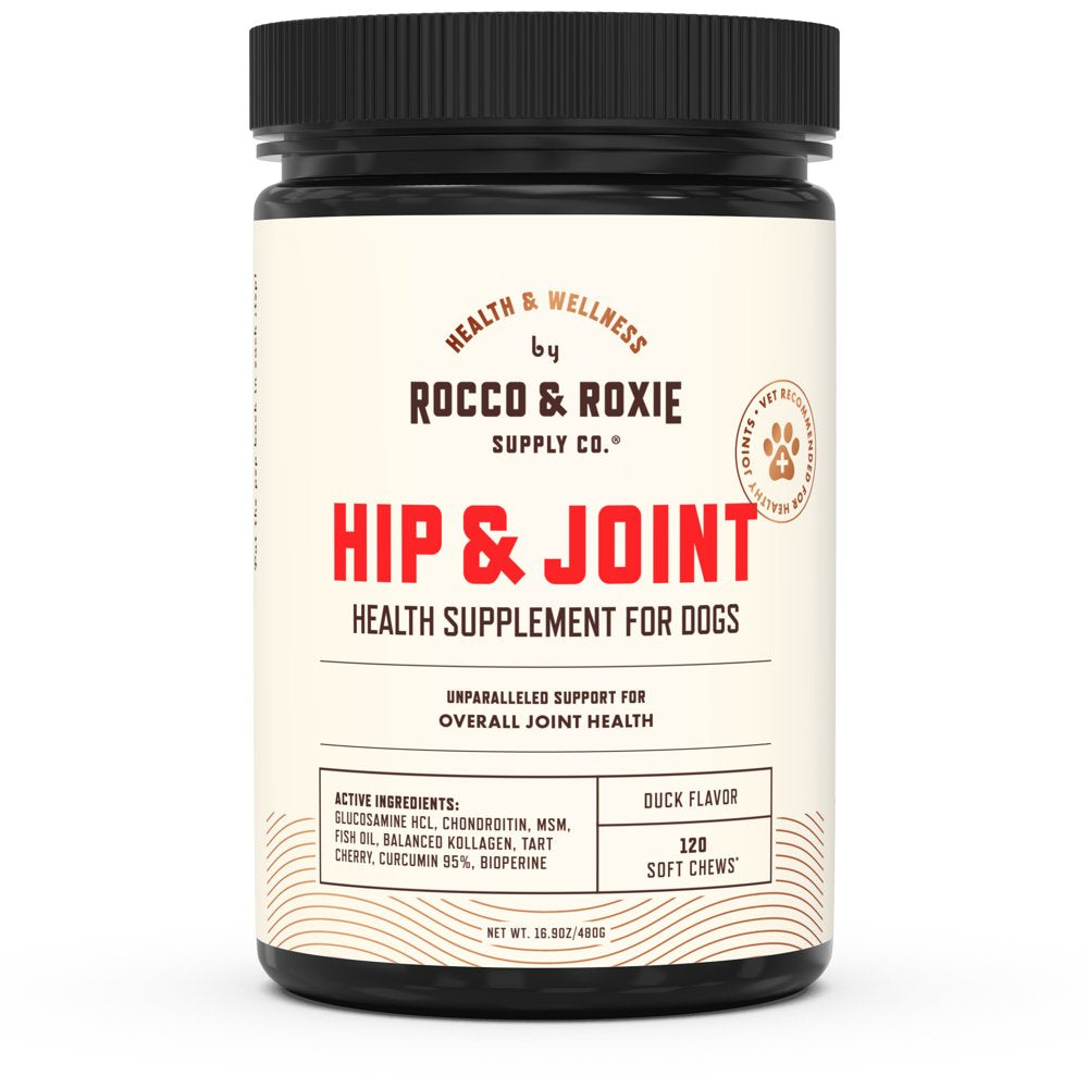 Rocco & Roxie Hip and Joint Supplement with Glucosamine Chondroitin for Dogs - Natural - 120Ct