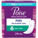 Poise Incontinence Pads for Women, 3 Drop, Light Absorbency, Long, 24Ct