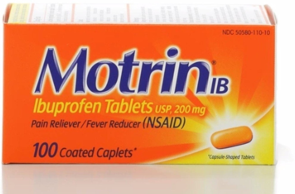 Motrin IB Coated Caplets 100 Ea (Pack of 2)