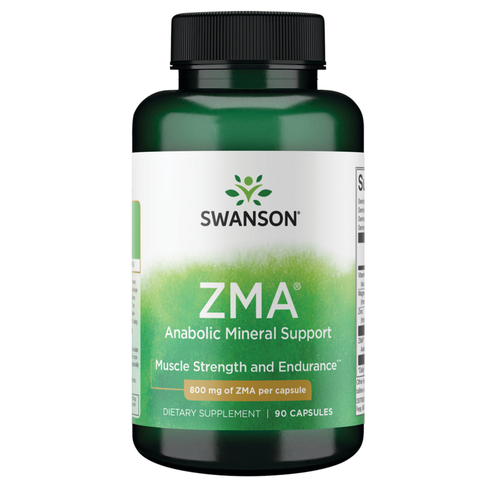 Swanson ZMA - Energy, Metabolism, and Muscle Recovery Support for Men and Women - Anabolic Mineral Support for Athletes Combining Zinc and Magnesium with Vitamin B6 - (90 Capsules, 800Mg Each)