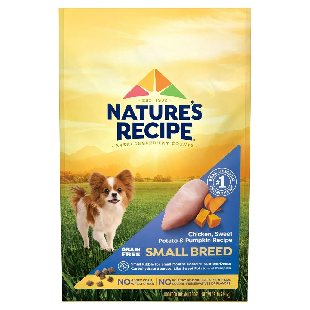 Nature’S Recipe Small Breed Grain Free Chicken, Sweet Potato & Pumpkin Recipe, Dry Dog Food, 12 Lb.