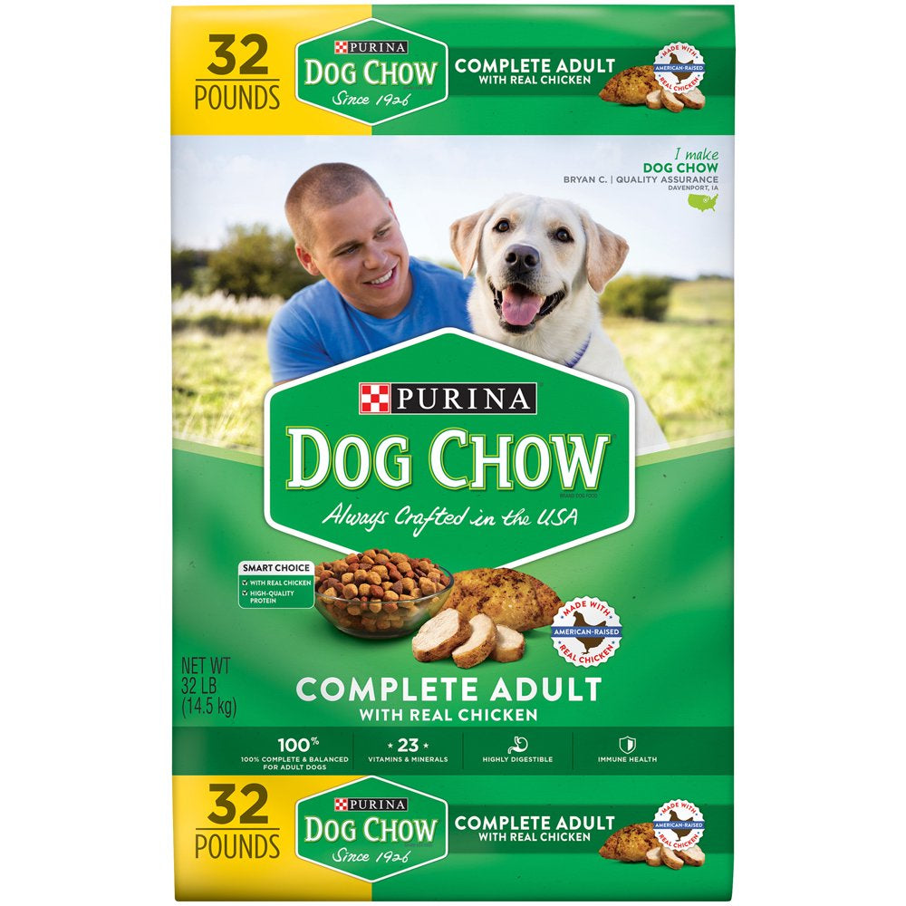 Purina Dog Chow Dry Dog Food Complete Adult with Real Chicken - 32 Lb. Bag