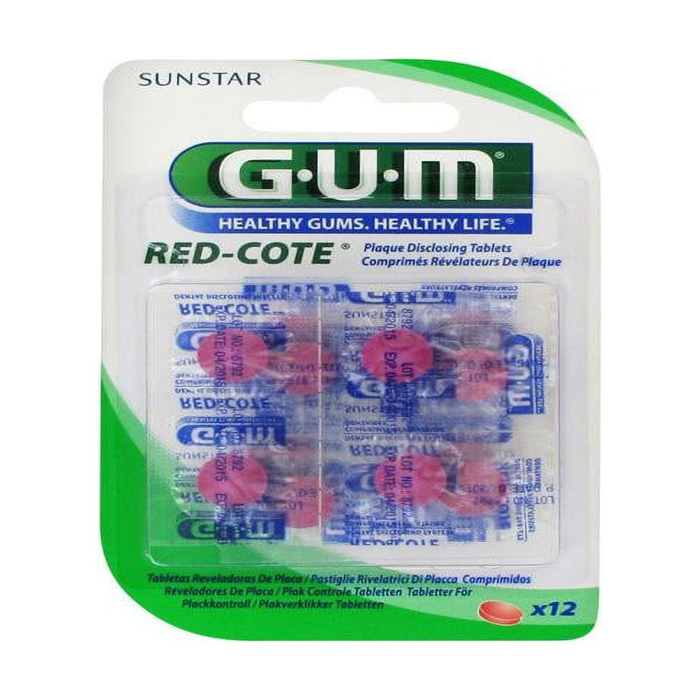 GUM Red Cote Dental Plaque Revealer 12 Tablets