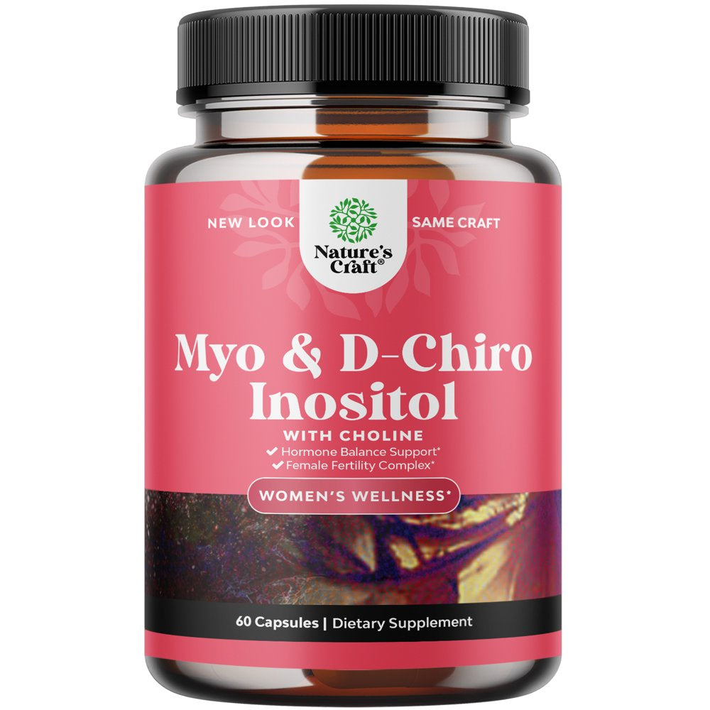 Myo-Inositol & D-Chiro Inositol Capsules - Choline Inositol Supplement for Cycle and Fertility Support - Womens Hormone Balance Supplement with Myo & D-Chiro Inositol plus Choline Bitartrate