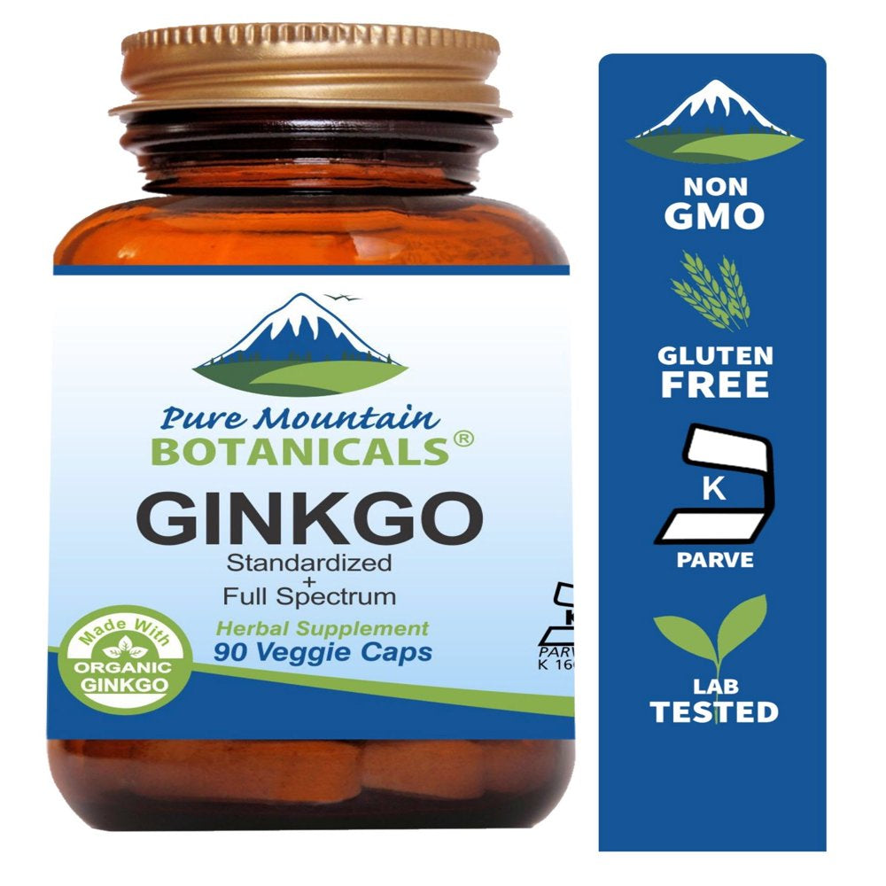 Ginkgo Biloba Capsules with 400Mg Organic Ginkgo Biloba Leaf and Extract, Nature'S Brain Supplement, Kosher Vegan, 90 Caps