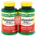 Spring Valley Potassium Heart Health Dietary Supplement Caplets Twin Pack, 99 Mg, 500 Count