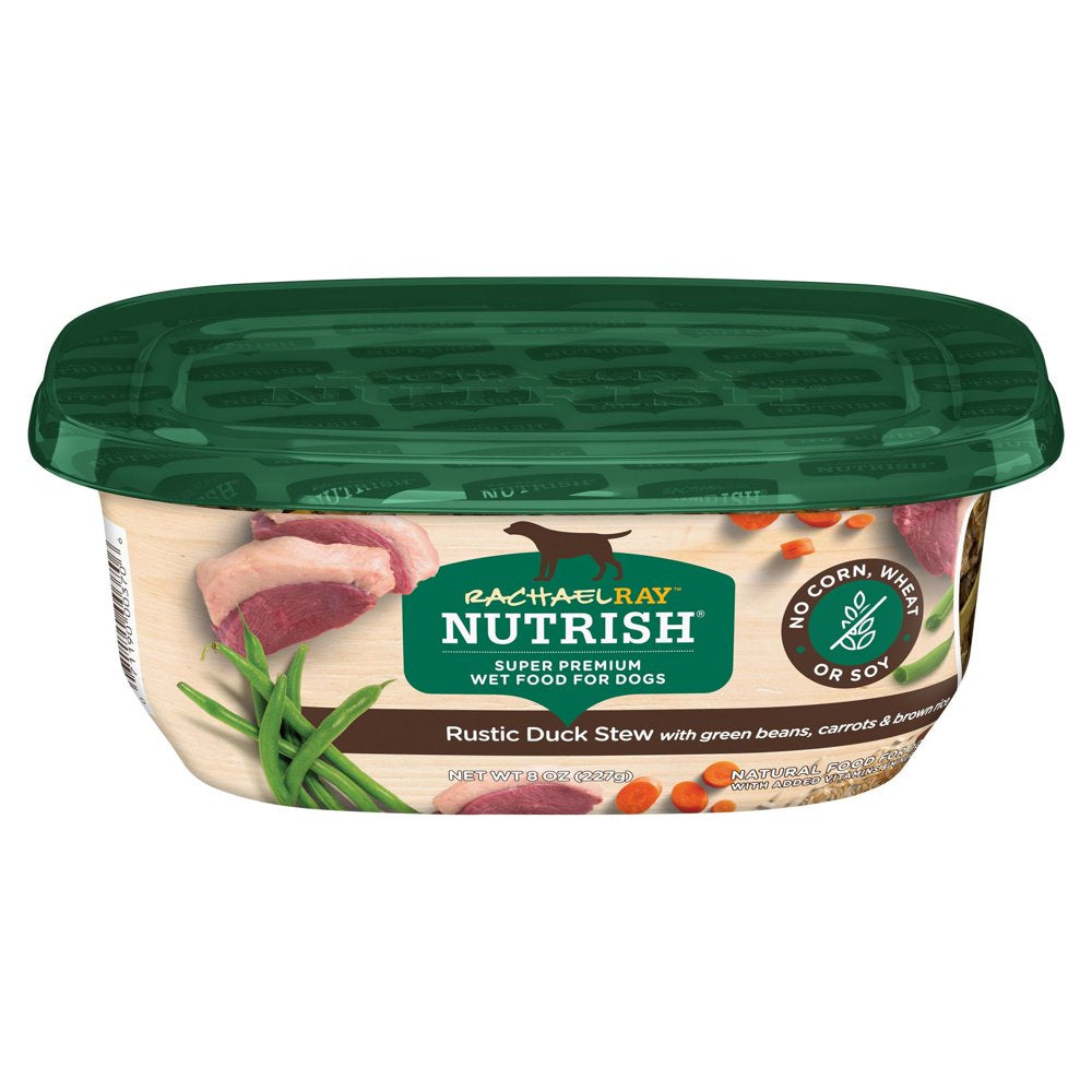 Rachael Ray Nutrish Natural Premium Wet Dog Food, Rustic Duck Stew with Veggies & Brown Rice, 8 Oz. Tub