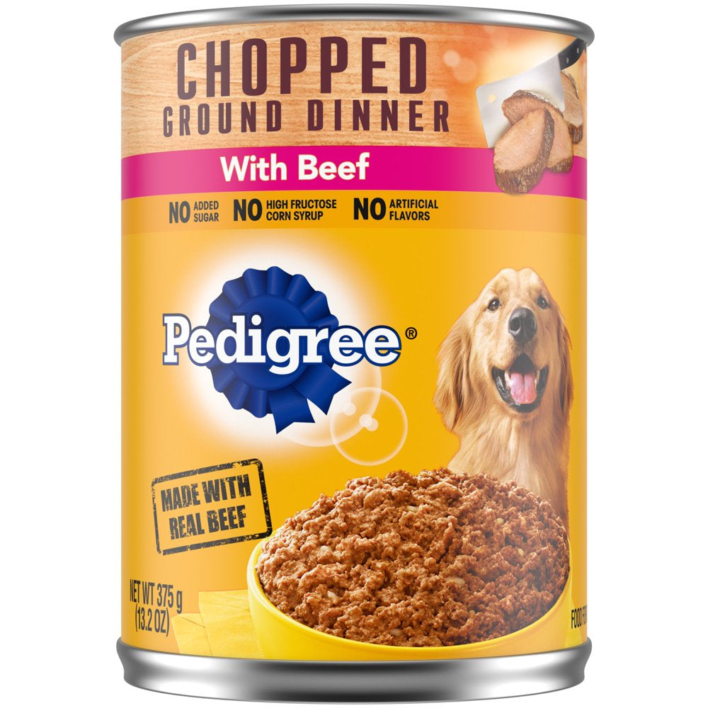 Pedigree Chopped Ground Dinner Beef Wet Dog Food, 13.2 Oz Can