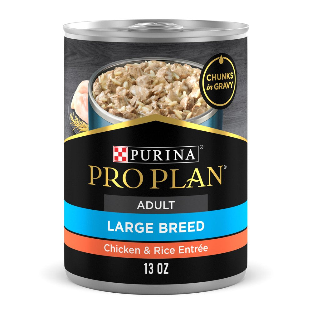 Purina Pro Plan Chunks in Gravy Wet Dog Food for Adult Dogs Chicken, 13 Oz Cans (12 Pack)
