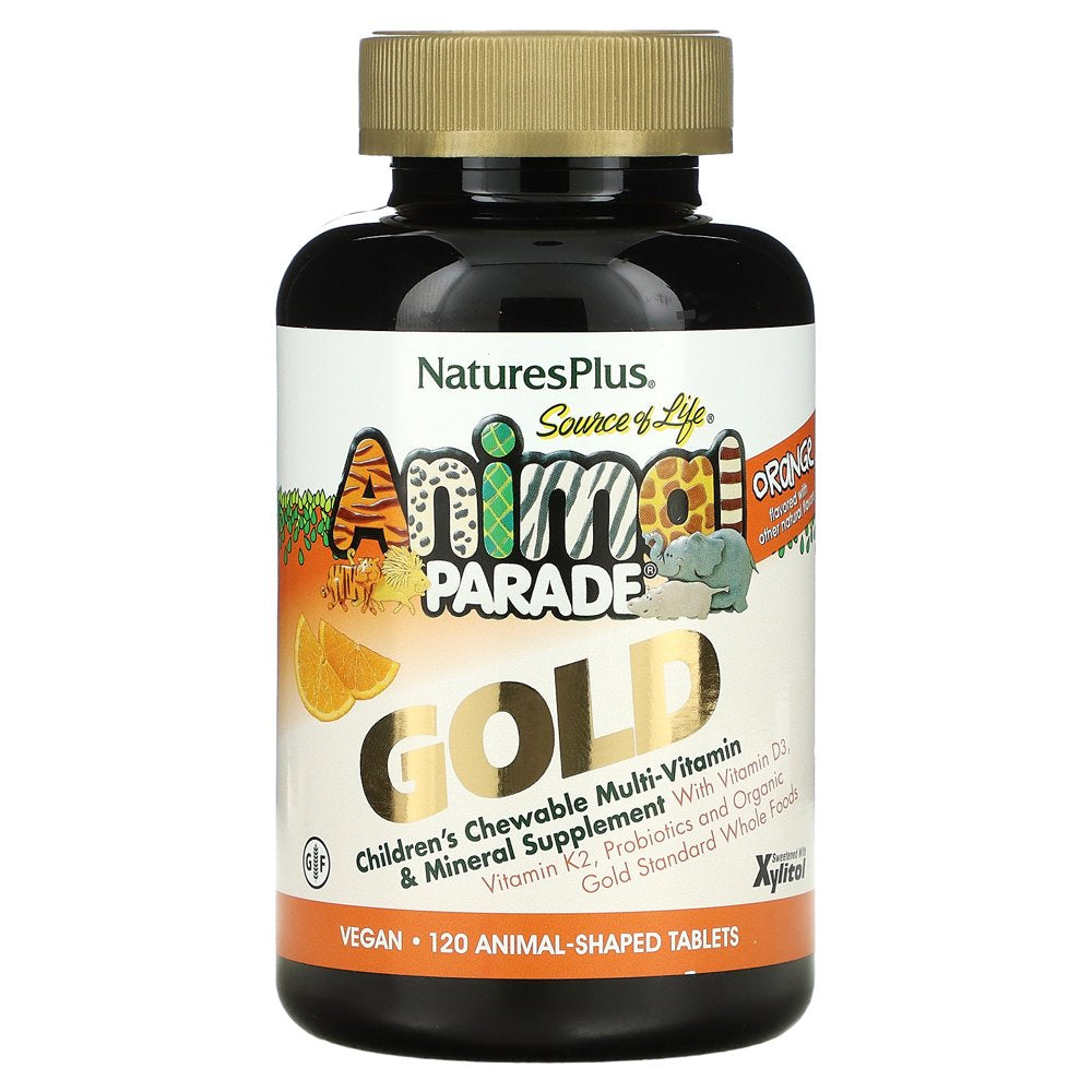 Nature'S plus SOL Animal Parade Gold-Children'S Multi-Vitamin & Mineral Orange Flavor 120 Chewable