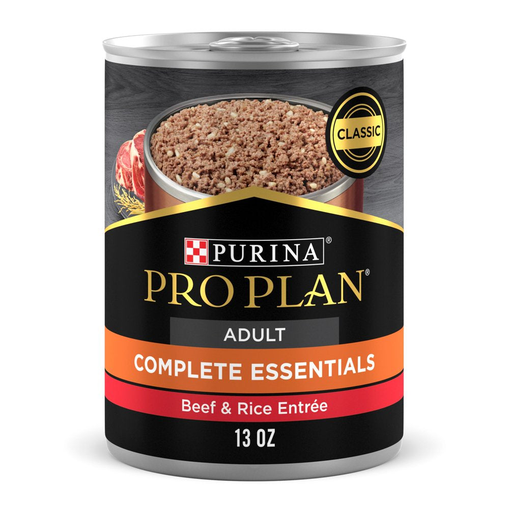 Purina Pro Plan Wet Dog Food for Adult Dogs Complete Essentials, Soft Beef & Rice, 13 Oz Cans (12 Pack)