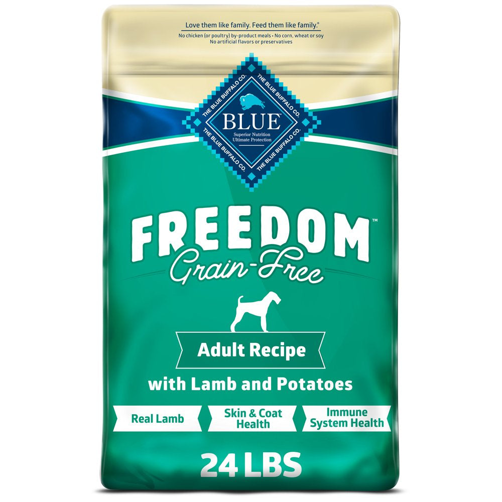 Blue Buffalo Freedom Lamb Dry Dog Food for Adult Dogs, Grain-Free, 24 Lb. Bag