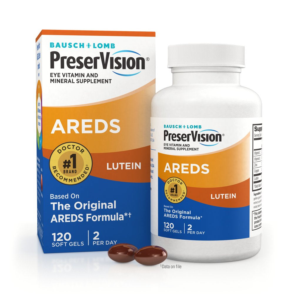 Preservision AREDS Lutein Eye Vitamin & Mineral Supplement, Beta-Carotene Free, Soft Gels, 120 Ct