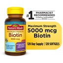 Nature Made Maximum Strength Biotin 5000 Mcg Softgels, 120 Count