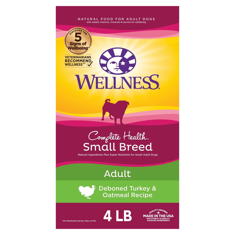 Wellness Complete Health Natural Dry Small Breed Dog Food, Turkey & Oatmeal, 4-Pound Bag
