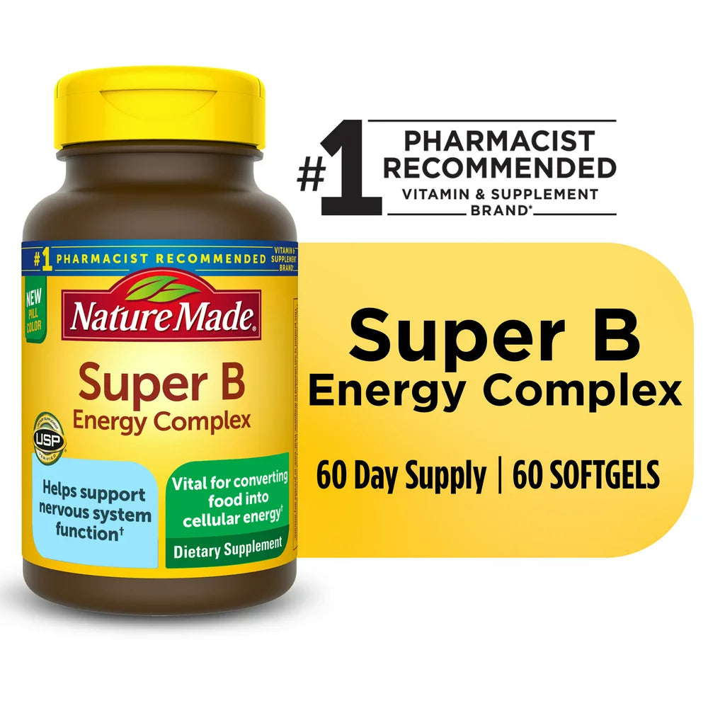 Nature Made Super B Energy Complex Softgels, Dietary Supplement, 60 Count