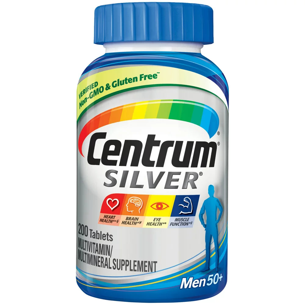 Centrum Silver Multivitamin for Men 50 plus and Mineral Supplement Tablets, 200 Ct