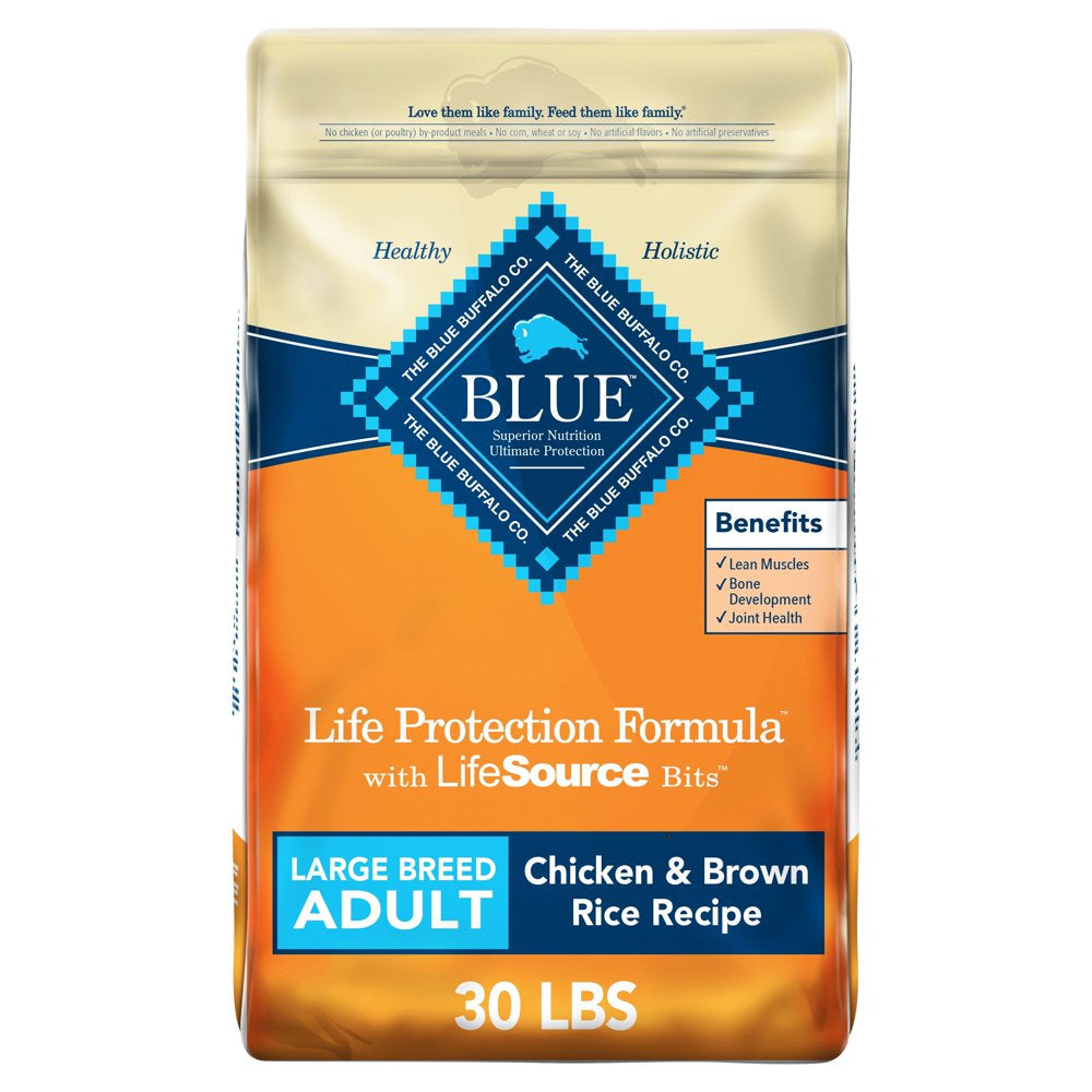 Blue Buffalo Life Protection Formula Large Breed Chicken and Brown Rice Dry Dog Food for Adult Dogs, Whole Grain, 30 Lb. Bag