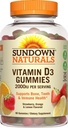Sundown Naturals Vitamin D3 2000 IU Gummies, Strawberry, Orange, & Lemon Flavored 90 Ea (Pack of 4)