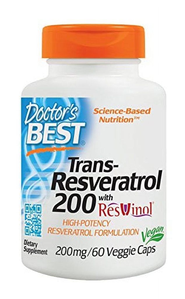 Doctor'S Best Best Trans-Resveratrol 200 Featuring Resvinol-25 (200 Mg), 60-Count