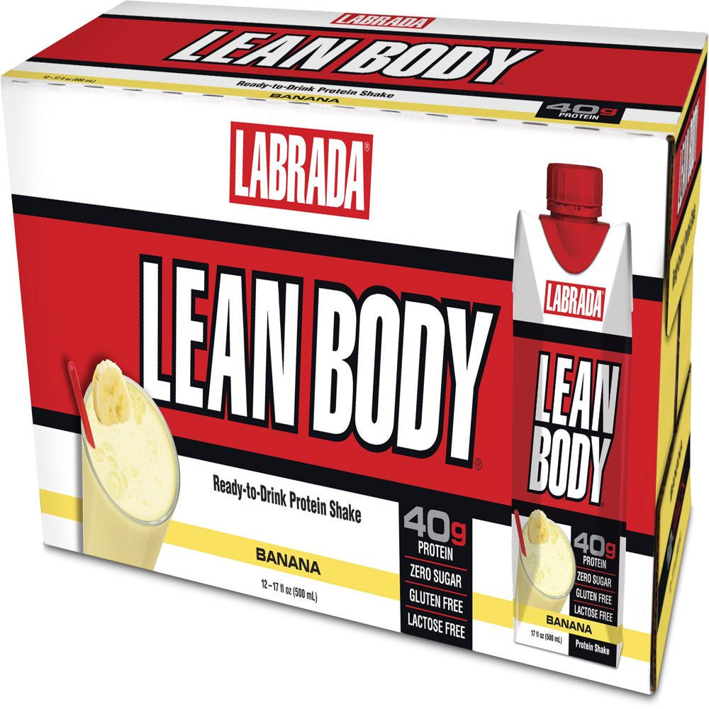 Labrada Lean Body Protein Shake, Banana, 40G Protein, 17 Fl Oz, 12 Ct