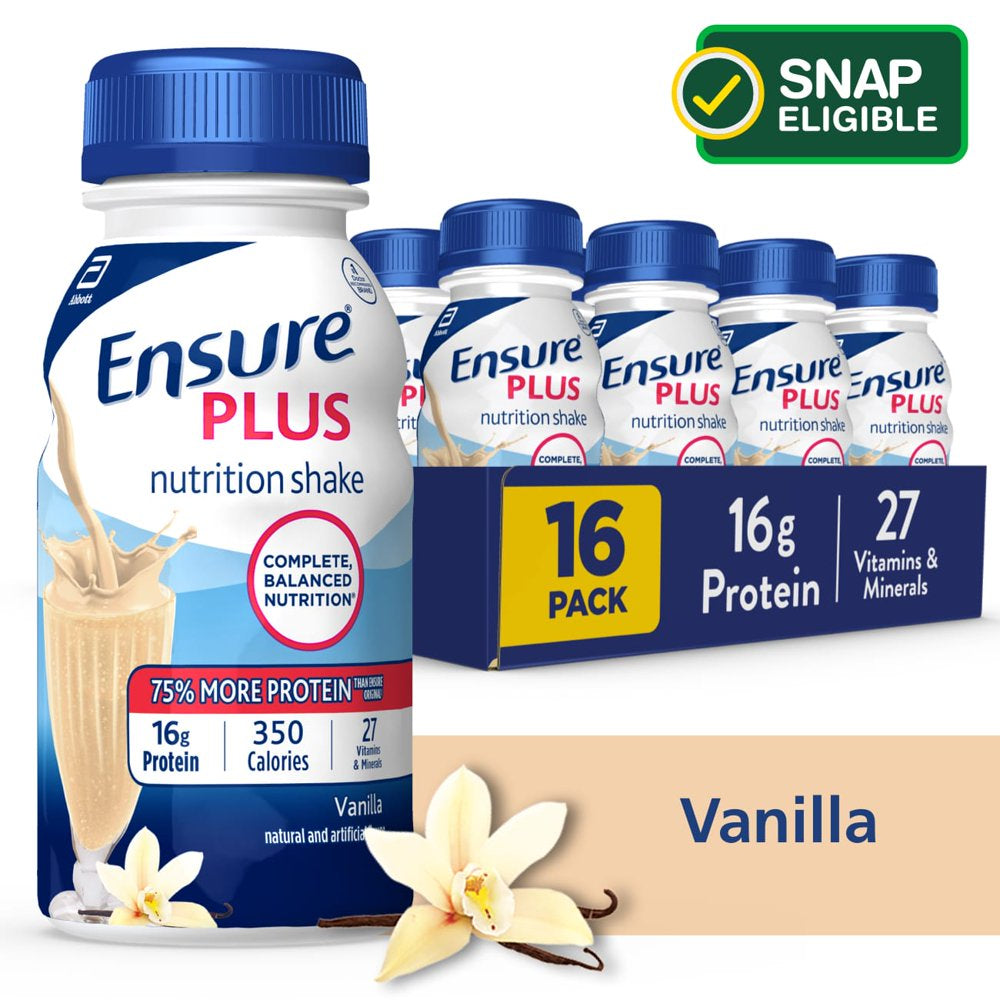 Ensure plus Meal Replacement Nutrition Shake, Vanilla, 8 Fl Oz, 16 Count