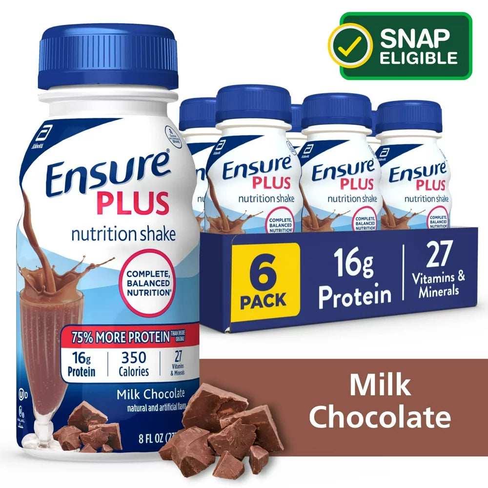 Ensure plus Meal Replacement Nutrition Shake, Milk Chocolate, 8 Fl Oz, 6 Count
