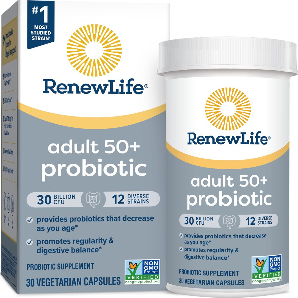 Renew Life Adult 50+ Probiotic Supplement, 25 Billion CFU, 30 Capsules