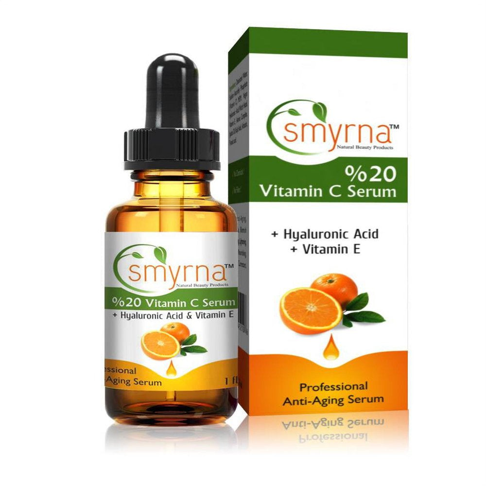 SMYRNA Angi-Aging Vitamin C Serum 1 Fl Oz. Pure Vitamin C , plus Vegan Hyaluronic, Vitamin E, Amino Complex
