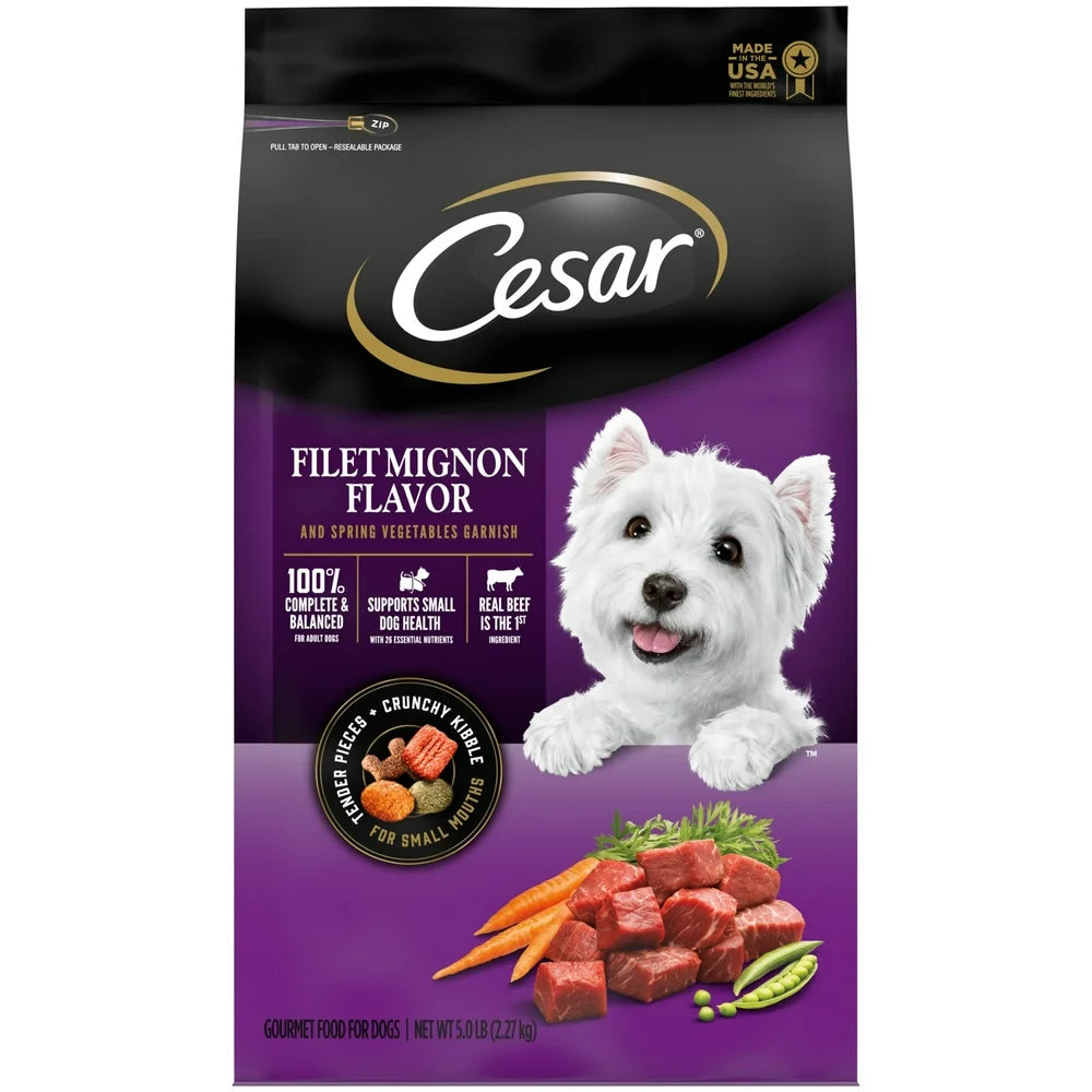 Cesar Filet Mignon Flavor and Spring Vegetables Dry Dog Food, 5 Lb Bag