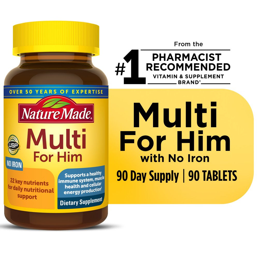 Nature Made Men'S Multivitamin Tablets, 90 Count for Daily Nutritional Support