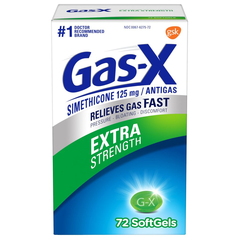 Gas-X Extra Strength Simethicone Softgels Medicine for Fast Gas Relief, 72 Count