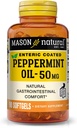 MASON NATURAL Peppermint Oil 50 Mg Enteric Coated - Natural Gastrointestinal Comfort, Supports a Healthy Gut, Bowel Soothing Dietary Supplement, 90 Softgels.