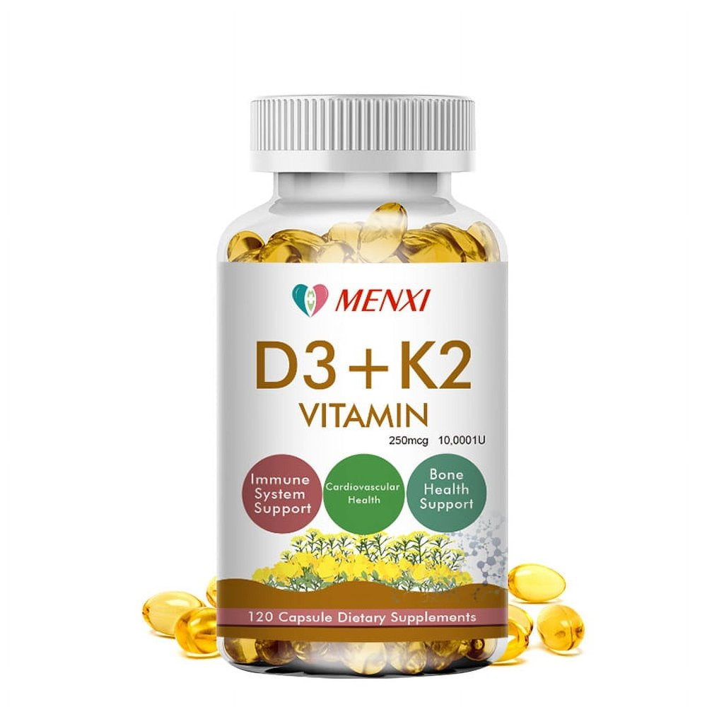 Max Strength Vitamin D3 K2, 2 in 1 Formula, Bone & Heart Health - Immune Support and Calcium Absorption, Gluten Free, 120 Count