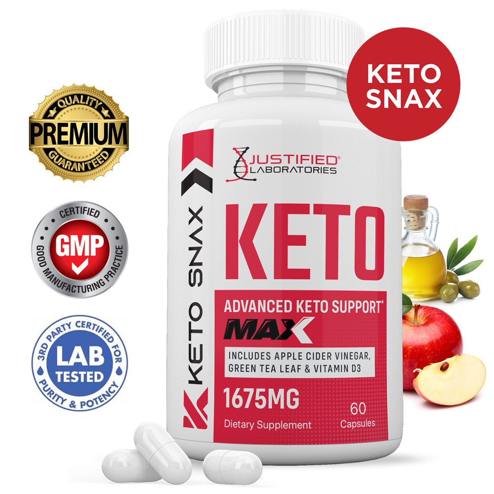 Keto Snax ACV MAX Pills 1675Mg Alternative to Gummies Dietary Supplement 60 Capsules