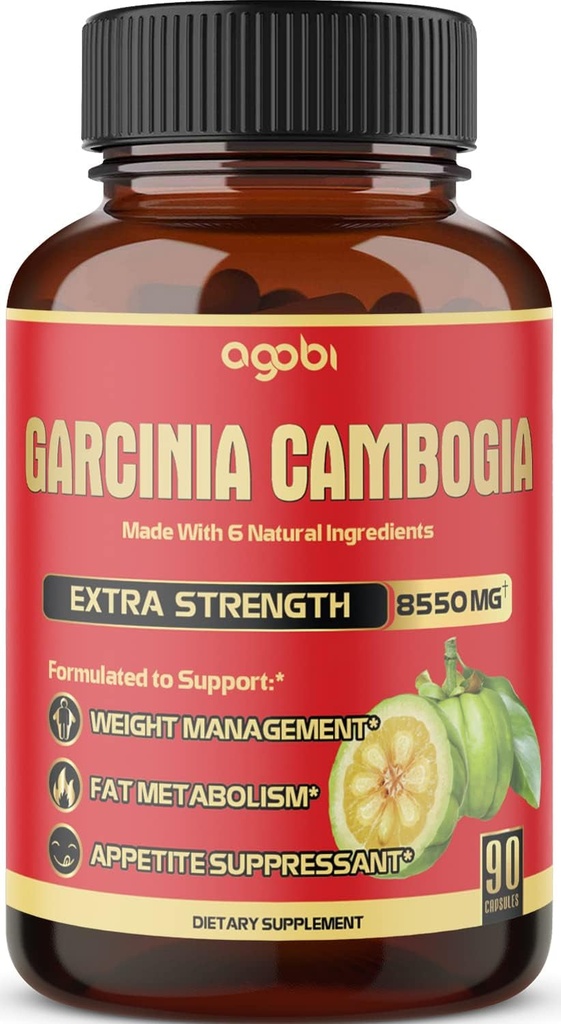 Pure Garcinia Cambogia Capsules 8550Mg - 6In1 with Green Tea, Arjuna, Garlic Bulb, Turmeric & Black Pepper - Weight Support Supplement - Appetite Suppressant - 90 Counts