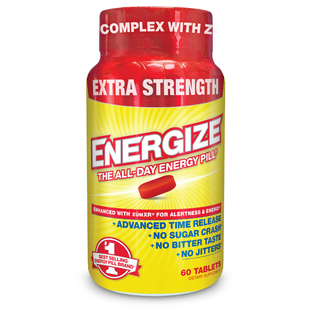 Isatori Energize Extra Strength Caffeine Pills - Fast Acting Long-Lasting Energy Pill - Extended-Release Caffeine - Improved Alertness and Clarity - All Day Energy, No Jitters, No Crash (60 Tablets)