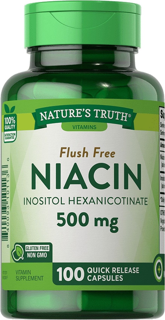 Nature'S Truth Flush Free Niacin Inistol Hexanocinate 500Mg, 100Ct, 6-Pack