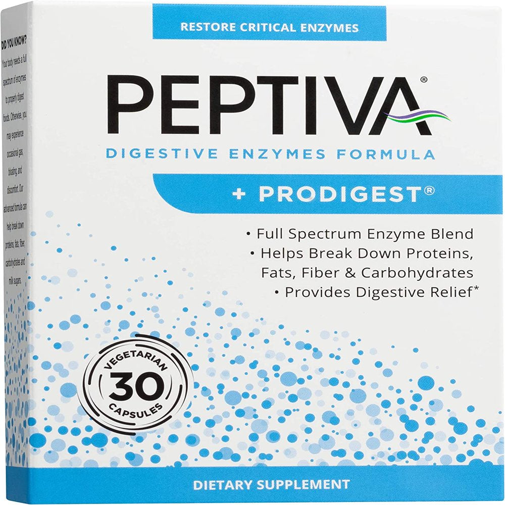 Peptiva Digestive Enzyme Supplement Prodigest - Helps with Bloating, Gas, Constipation - 30 Count 30 Count (Pack of 1)