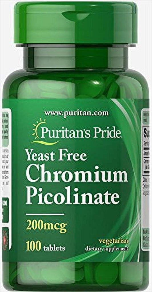 Puritan'S Pride Chromium Picolinate 200 Mcg Yeast Free Tablets, 100 Count