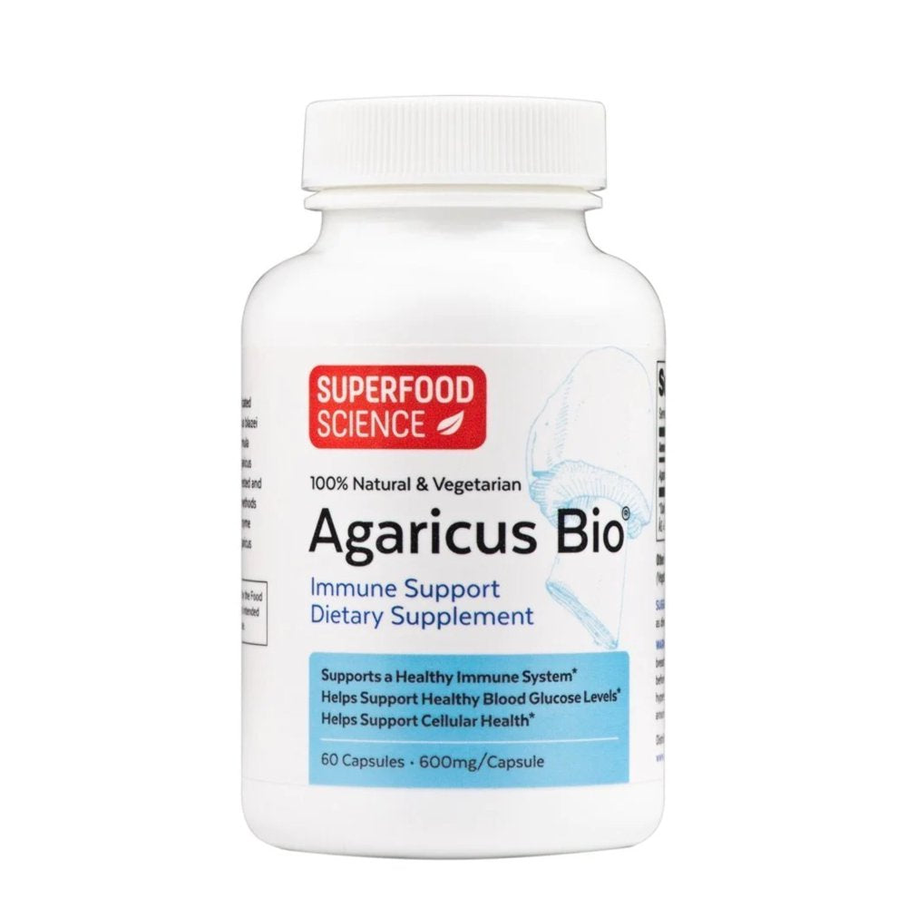 Superfood Science Agaricus Bio Mushroom Cellular Health Support Supplement, 600Mg