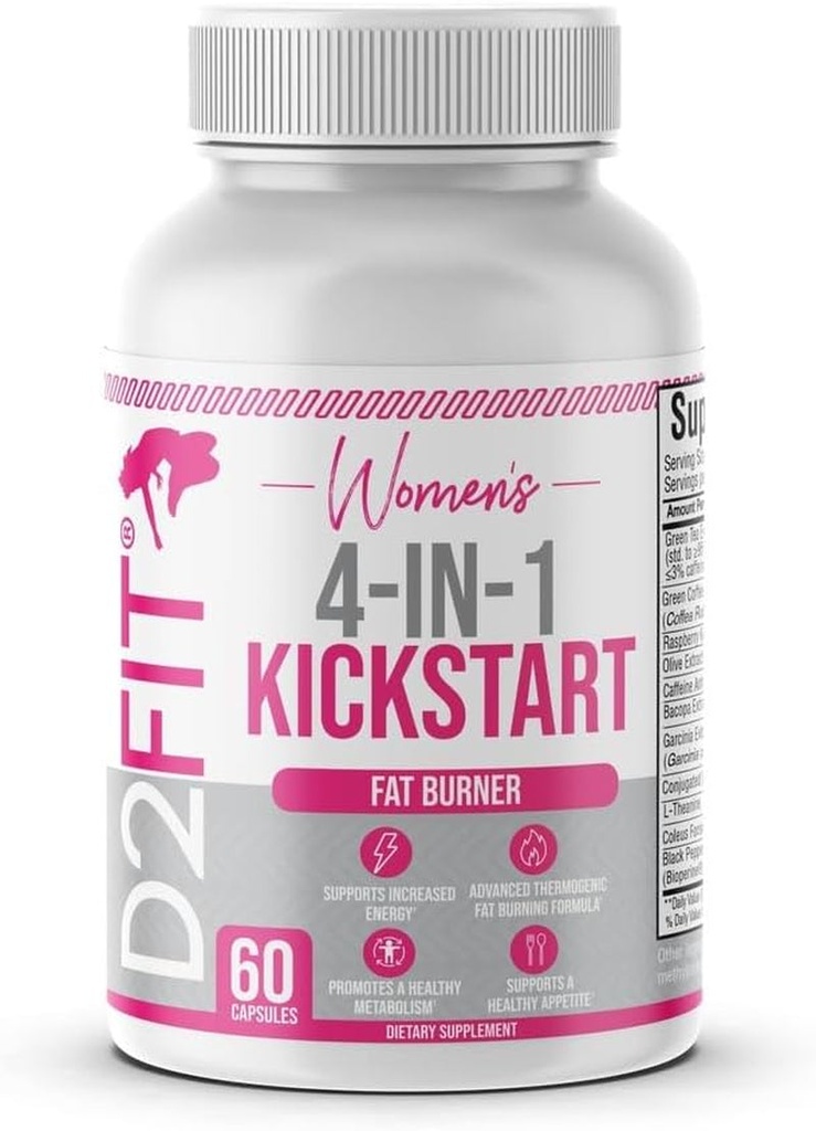 (By Jessica Bass Women’S 4 in 1 Kickstart Thermogenic Supplement, for Metabolism and Appetite Support with Green Tea Extract & Bioperine - 60 Capsules (1 Month)