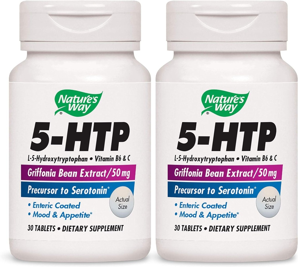 Nature'S Way 5-HTP, L-5-Hydroxytryptophan Vitamin B6 + Vitamin C ...
