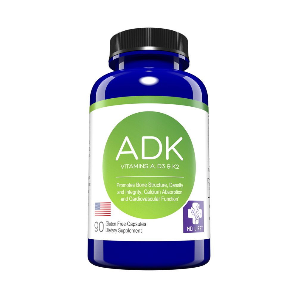 MD Life ADK: Vitamins A, D3 & K2 - 90 Capsules