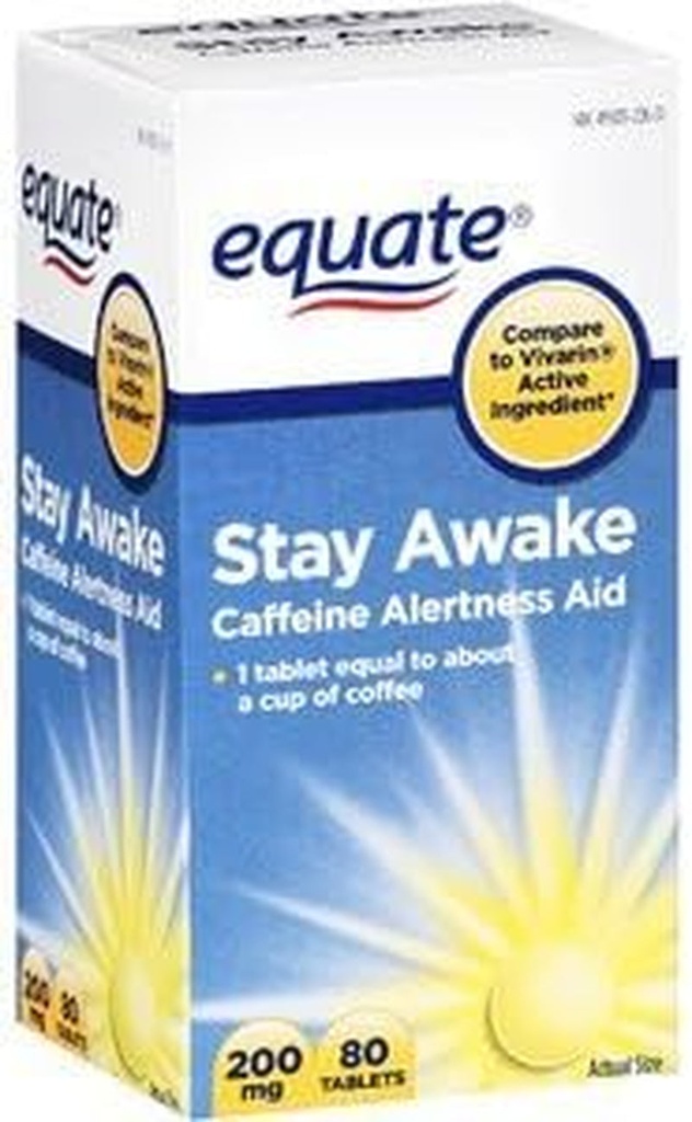 Equate Stay Awake - 80 Caffeine Tablets - 200mg