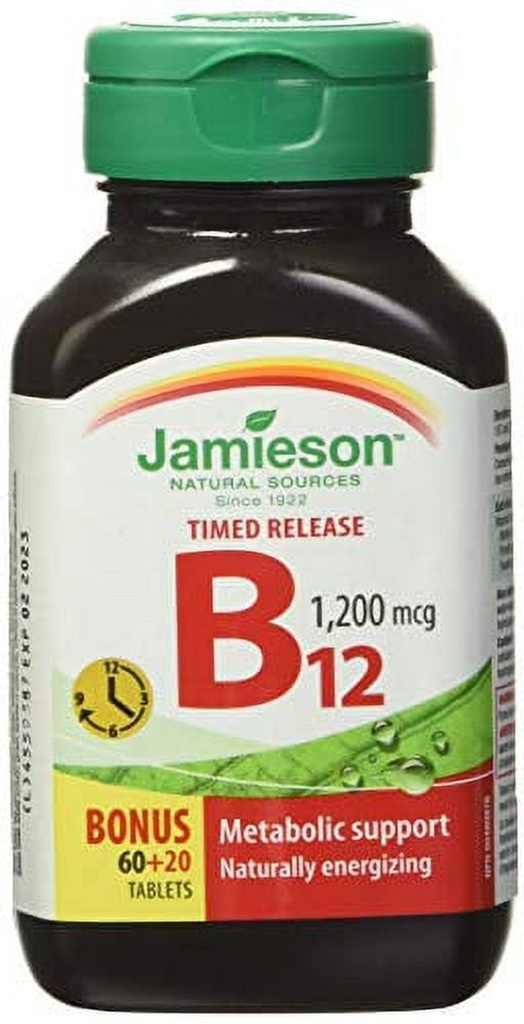 Jamieson Vitamin B12 1200mcg - Timed Release 180 Tablets