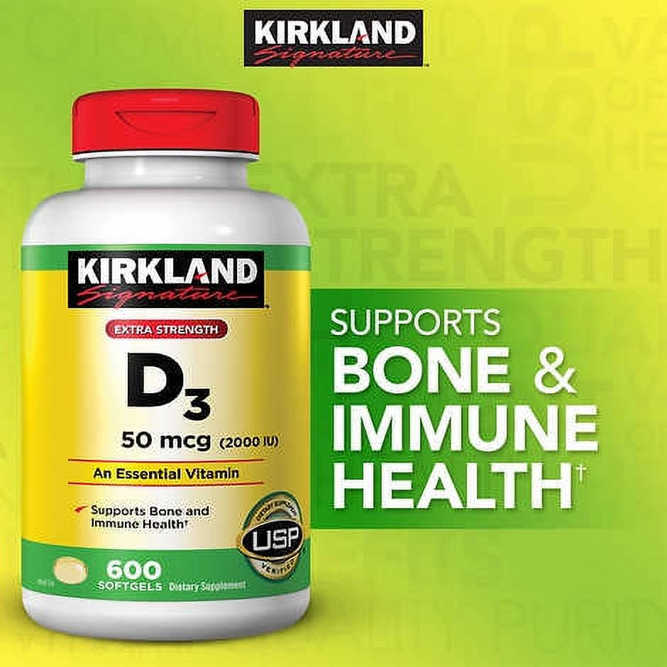 Kirkland Vitamin D3 2000 IU - 600 Softgels (2-Pack)