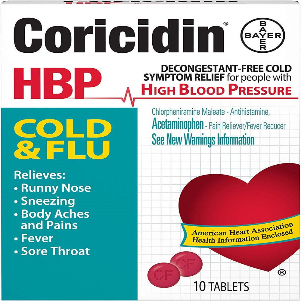 Coricidin HBP Cold & Flu - 2 Pack, 10 Tablets