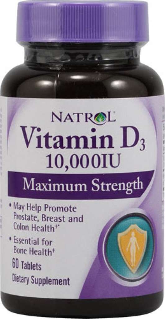 Natrol Vitamin D3 Dietary Supplement 10,000 IU Tablets 60 Tablets (Pack ...