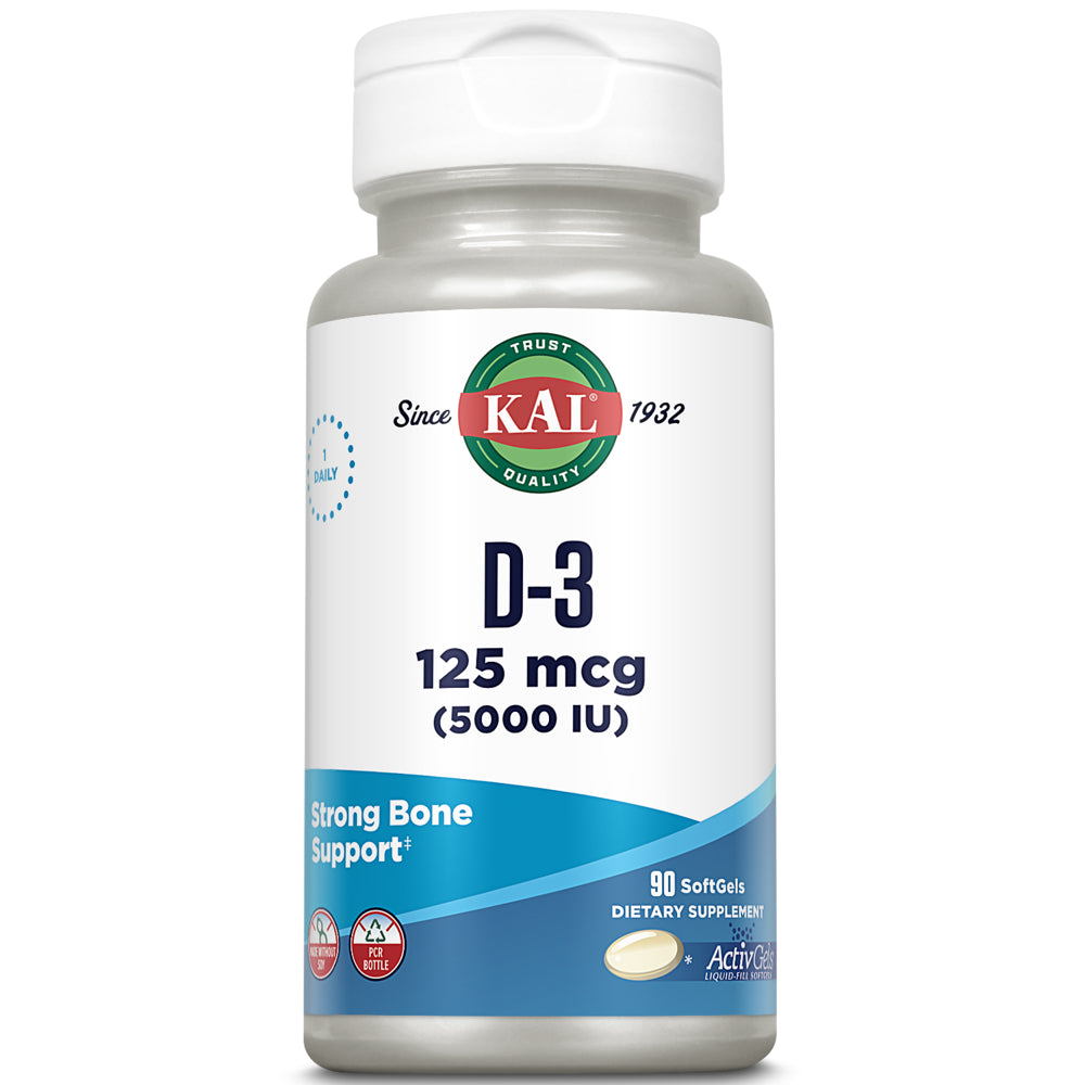 KAL D3 5000 IU - Vitamin D3 Supplement - 90 Softgels